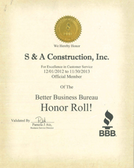 Better Business Bureau Honor Roll